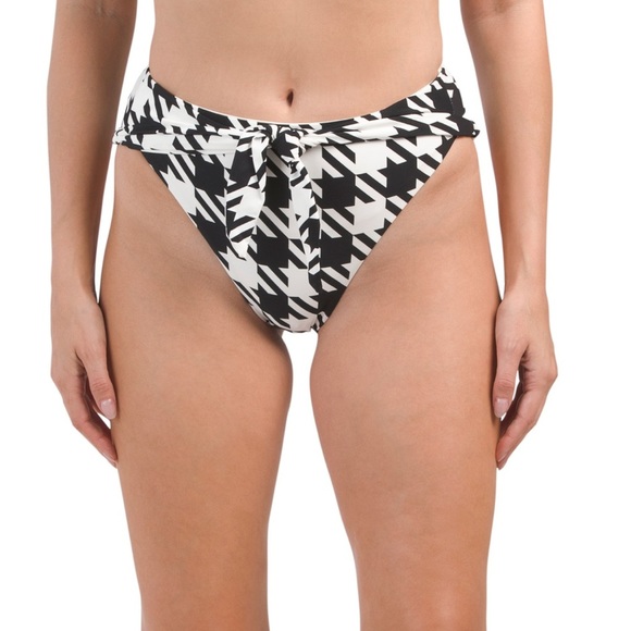 NWT WeWoreWhat Black White Houndstooth Bikini Claudia Top Riviera Bottom XS - Picture 6 of 13